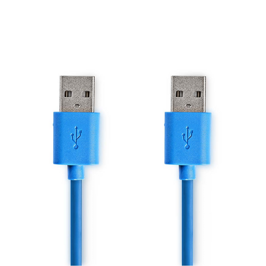 USB-Kabel USB 3.2 Gen 1 USB-A Male USB-A Male 5 Gbps Vernikkeld 2.00 m Rond PVC Blauw Envelop