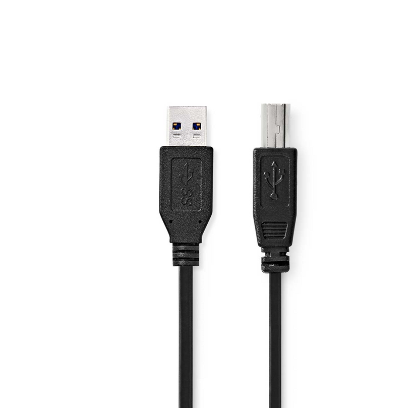 USB-Kabel USB 3.2 Gen 1 USB-A Male USB-B Male 5 Gbps Vernikkeld 2.00 m Rond PVC Zwart Doos