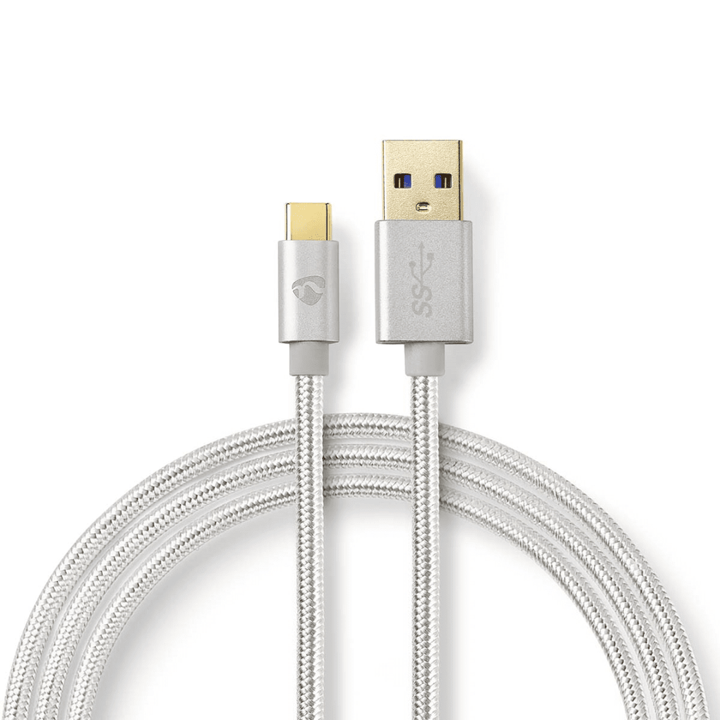 USB-Kabel USB 3.2 Gen 1 USB-A Male USB-C Male 15 W 5 Gbps Verguld 1.00 m Rond Gevlochten / Nylon Aluminium Cover Window Box