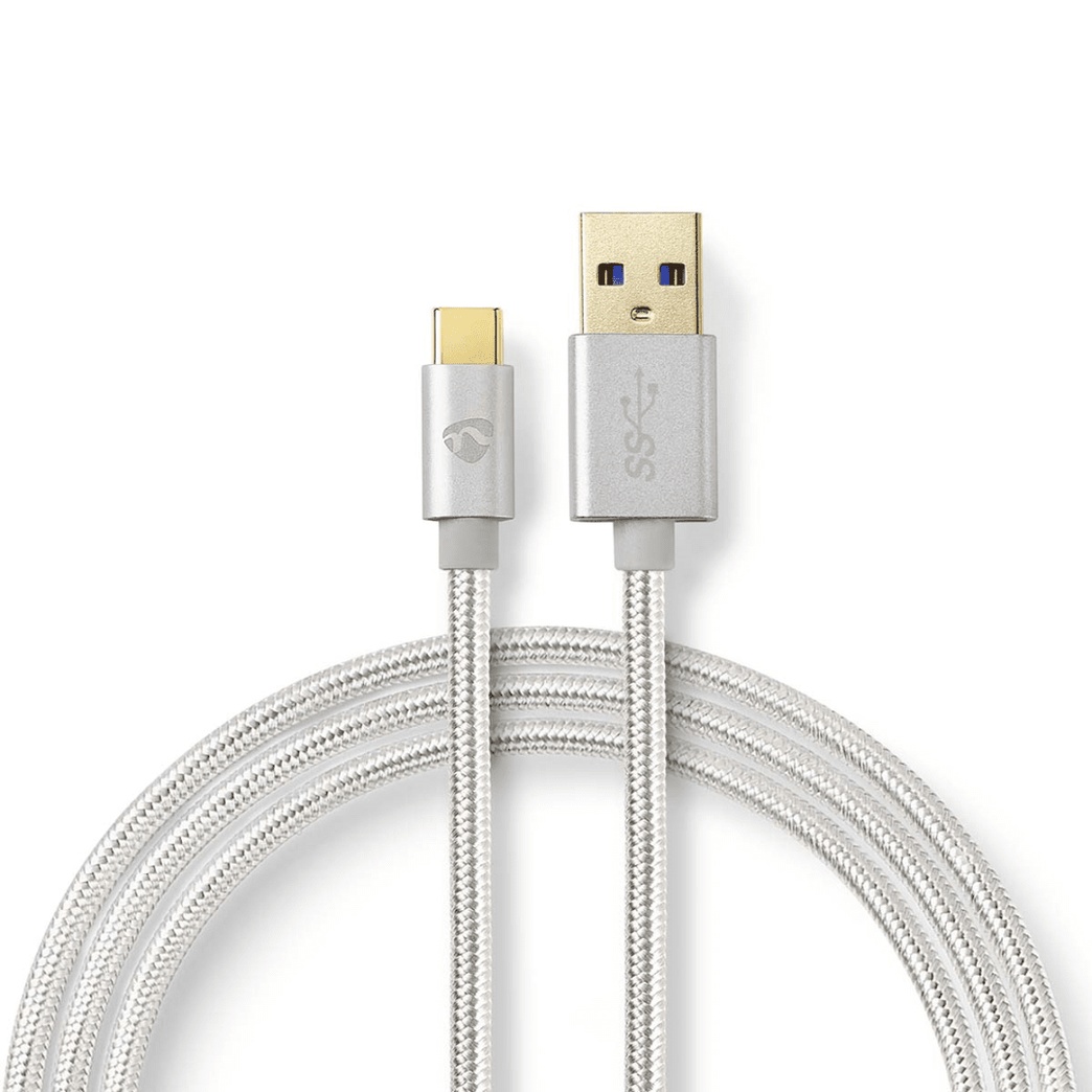 USB-Kabel USB 3.2 Gen 1 USB-A Male USB-C Male 15 W 5 Gbps Verguld 2.00 m Rond Gevlochten / Nylon Aluminium Cover Window Box