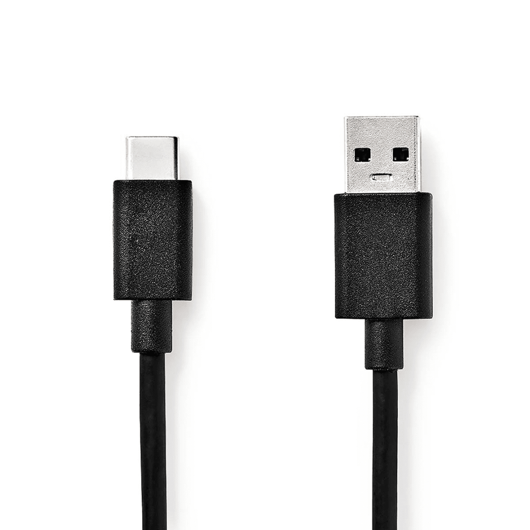 USB-Kabel USB 3.2 Gen 1 USB-A Male USB-C Male 15 W 5 Gbps Vernikkeld 1.00 m Rond PVC Zwart Label