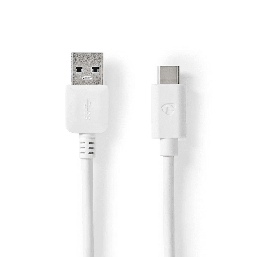 USB-Kabel USB 3.2 Gen 1 USB-A Male USB-C Male 60 W 5 Gbps Vernikkeld 1.00 m Rond PVC Wit Doos