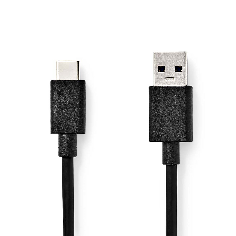 USB-Kabel USB 3.2 Gen 1 USB-A Male USB-C Male 60 W 5 Gbps Vernikkeld 1.00 m Rond PVC Zwart Doos