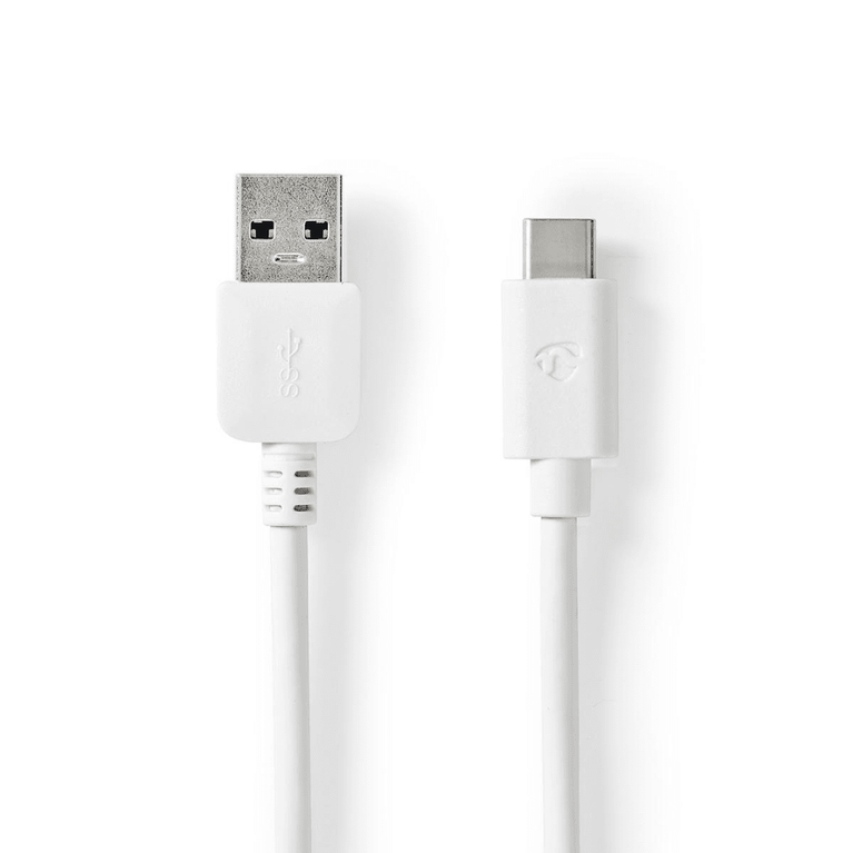 USB-Kabel USB 3.2 Gen 1 USB-A Male USB-C Male 60 W 5 Gbps Vernikkeld 2.00 m Rond PVC Wit Doos