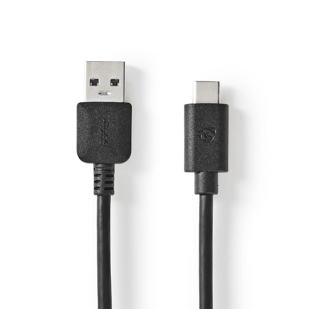 USB-Kabel USB 3.2 Gen 1 USB-A Male USB-C Male 60 W 5 Gbps Vernikkeld 2.00 m Rond PVC Zwart Doos