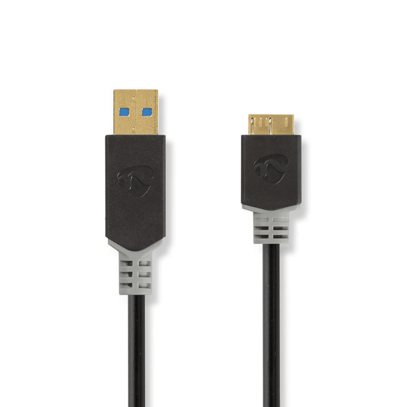 USB-Kabel USB 3.2 Gen 1 USB-A Male USB Micro-B Male 5 Gbps Verguld 2.00 m Rond PVC Antraciet Doos