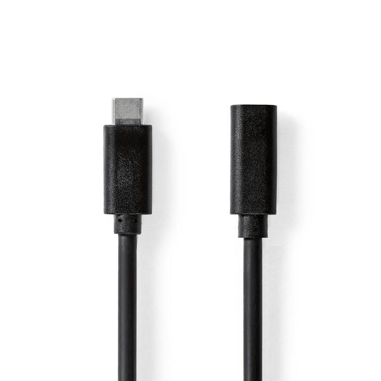USB-Kabel USB 3.2 Gen 1 USB-C Male USB-C Female 5 W 5 Gbps Vernikkeld 1.00 m Rond PVC Zwart Envelop