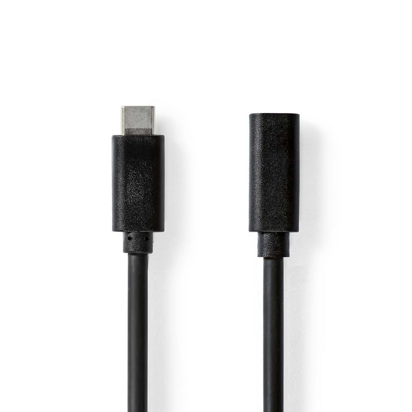 USB-Kabel USB 3.2 Gen 1 USB-C Male USB-C Female 60 W 4K@60Hz 5 Gbps Vernikkeld 1.00 m Rond PVC Zwart Label