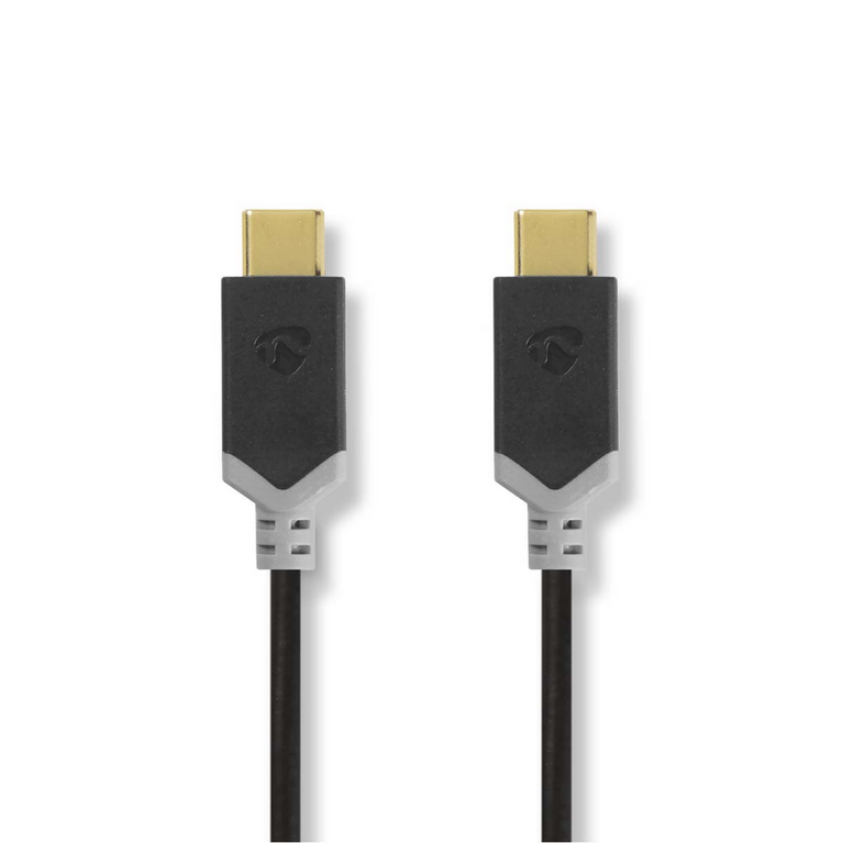 USB-Kabel USB 3.2 Gen 1 USB-C Male USB-C Male 60 W 4K@60Hz 5 Gbps Vernikkeld 1.00 m Rond PVC Antraciet Window Box