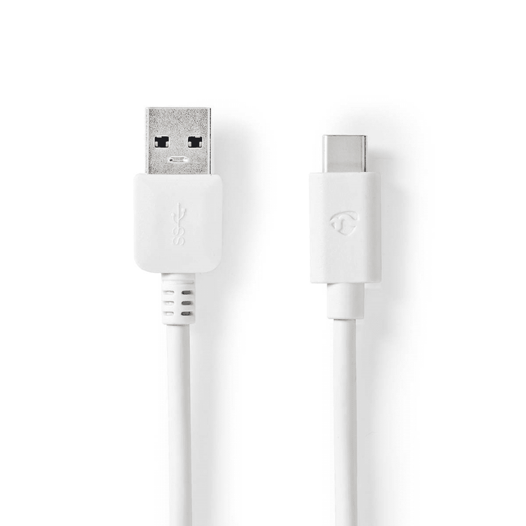 USB-Kabel USB 3.2 Gen 2 USB-A Male USB-C Male 60 W 10 Gbps Vernikkeld 1.00 m Rond PVC Wit Doos