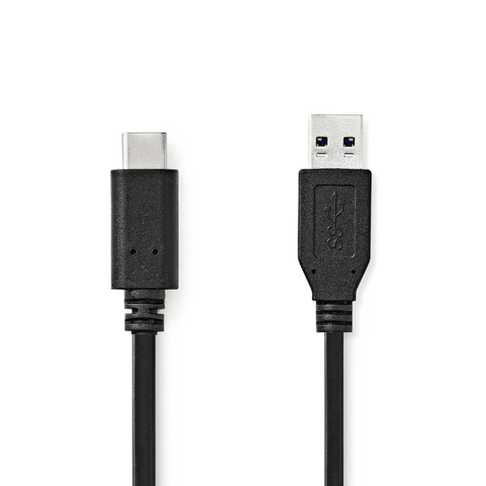 USB-Kabel USB 3.2 Gen 2 USB-A Male USB-C Male 60 W 10 Gbps Vernikkeld 1.00 m Rond PVC Zwart Doos