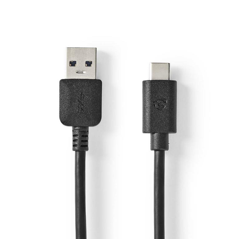 USB-Kabel USB 3.2 Gen 2 USB-A Male USB-C Male 60 W 10 Gbps Vernikkeld 1.00 m Rond PVC Zwart Doos