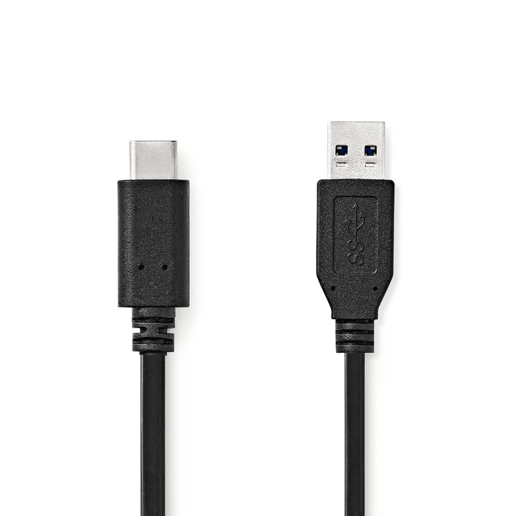 USB-Kabel USB 3.2 Gen 2 USB-A Male USB-C Male 60 W 10 Gbps Vernikkeld 1.00 m Rond PVC Zwart Polybag