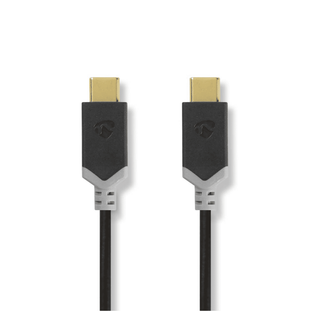 USB-Kabel USB 3.2 Gen 2 USB-C Male USB-C Male 100 W 10 Gbps Verguld 1.00 m Rond PVC Antraciet Window Box