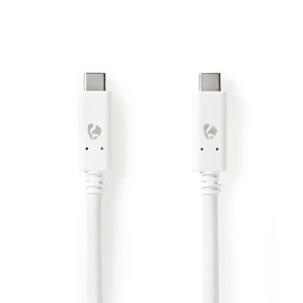 USB-Kabel USB 3.2 Gen 2 USB-C Male USB-C Male 100 W 4K@60Hz 10 Gbps Vernikkeld 1.00 m Rond PVC Wit Doos