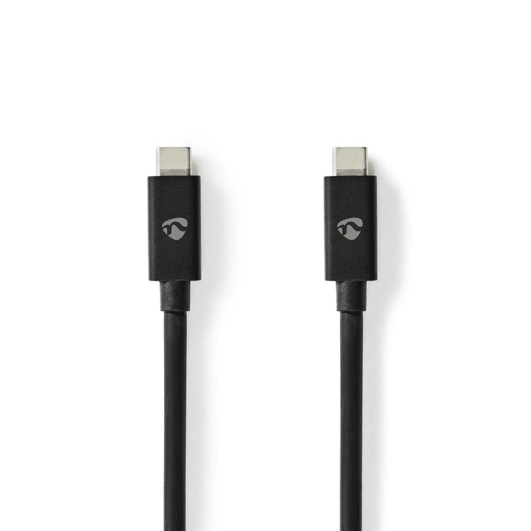 USB-Kabel USB 4.0 Gen 2x2 USB-C Male USB-C Male 240 W 8K@60Hz 20 Gbps Vernikkeld 2.00 m Rond PVC Zwart Envelop