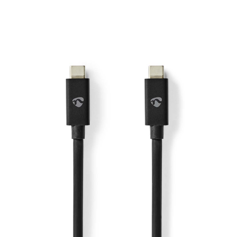 USB-Kabel USB 4.0 Gen 3x2 USB-C Male USB-C Male 240 W 8K@60Hz 40 Gbps Vernikkeld 1.00 m Rond PVC Zwart Envelop