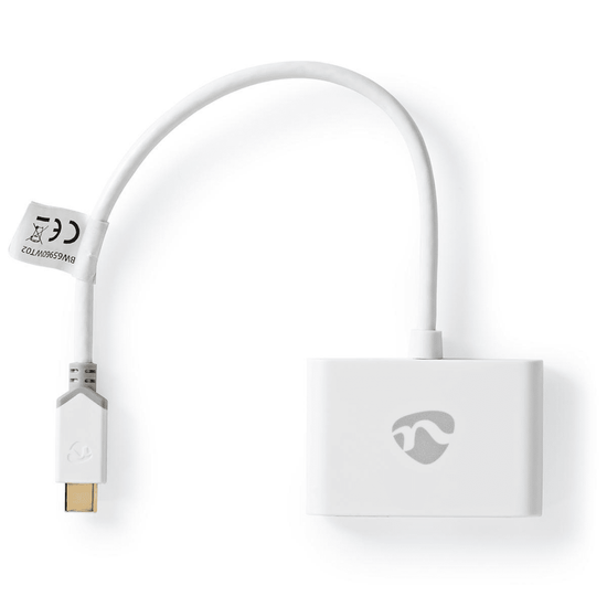 USB Multi-Port Adapter USB 3.1 Gen1 USB-C Male 2x USB-A 1000 Mbps 0.20 m Rond Verguld PVC Wit Polybag