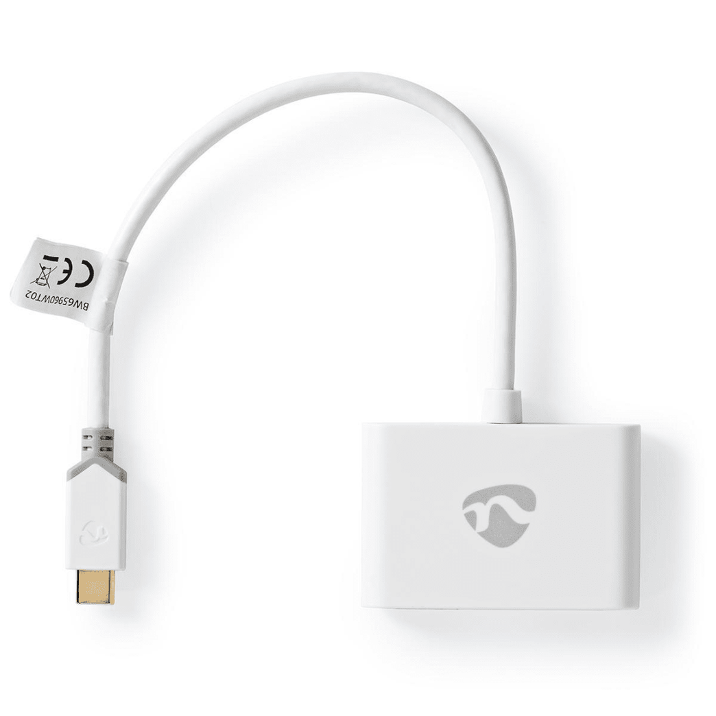 USB Multi-Port Adapter USB 3.1 Gen1 USB-C Male 2x USB-A 1000 Mbps 0.20 m Rond Verguld PVC Wit Window Box