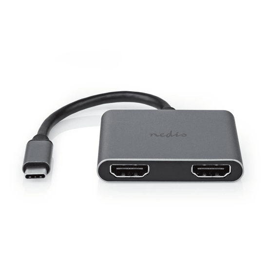 USB Multi-Port Adapter USB 3.2 Gen 1 USB-C Male 2x HDMI 0.10 m Rond Vernikkeld PVC Zwart Envelop
