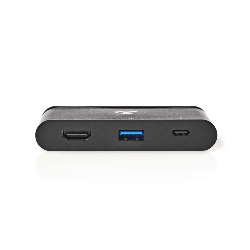 USB Multi-Port Adapter USB 3.2 Gen 1 USB-C Male HDMI Female / USB-A Female / USB-C Female Rond Vernikkeld Zwart Window Box met Euro Lock