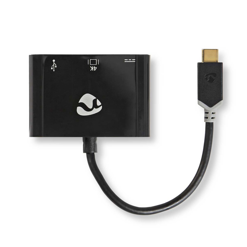 USB Multi-Port Adapter USB 3.2 Gen 1 USB-C Male HDMI Output / USB-A Female / USB-C Female 5 Gbps 0.20 m Rond Verguld PVC Antraciet Window Box