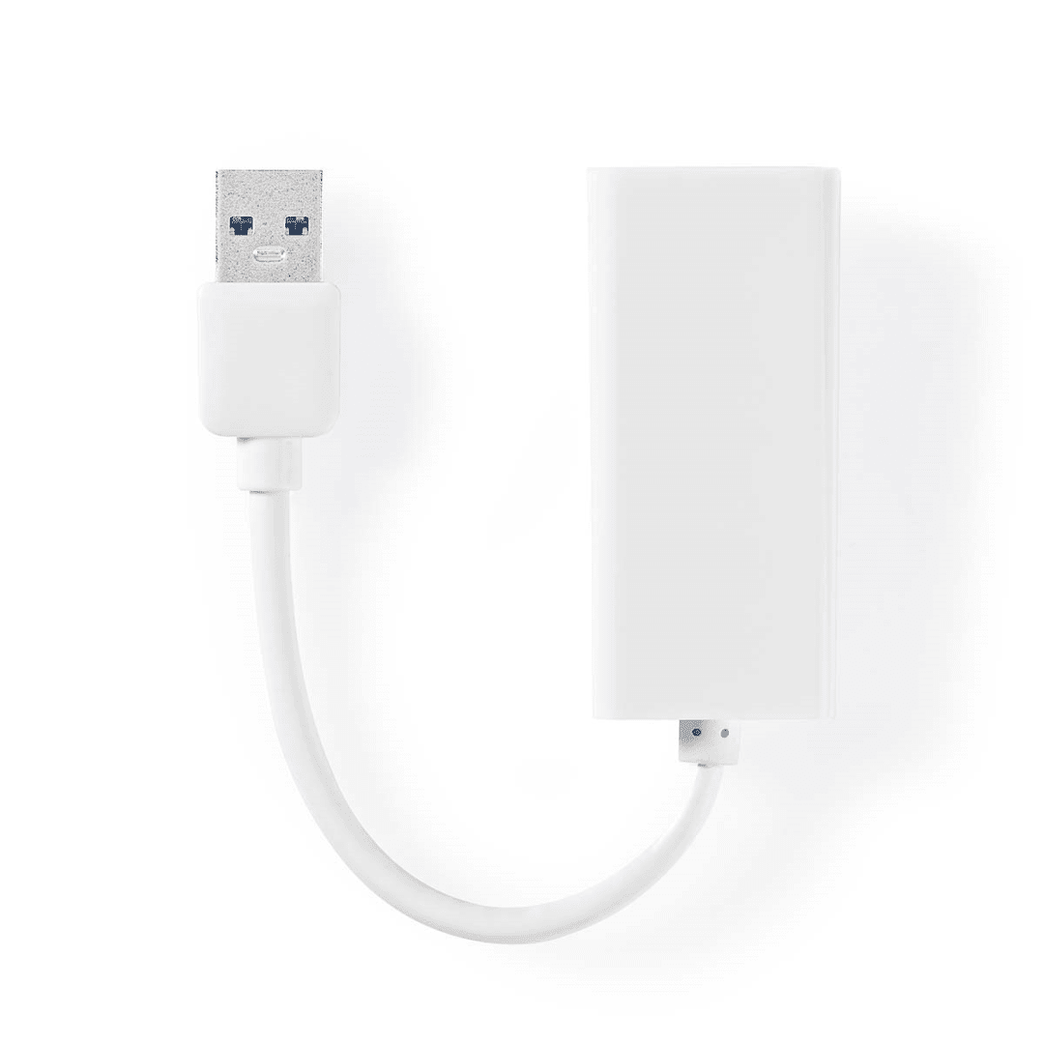USB-netwerkadapter USB 3.2 Gen 1 1 Gbps USB-A Male RJ45 Female 0.20 m Rond Vernikkeld Koper Wit Doos