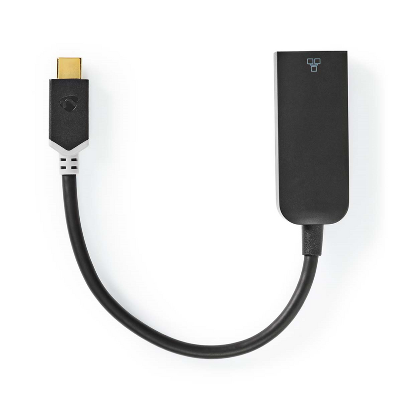 USB-netwerkadapter USB 3.2 Gen 1 1000 Mbps USB-C Male RJ45 Female 0.20 m Rond Verguld Vertind-Koper Antraciet Doos
