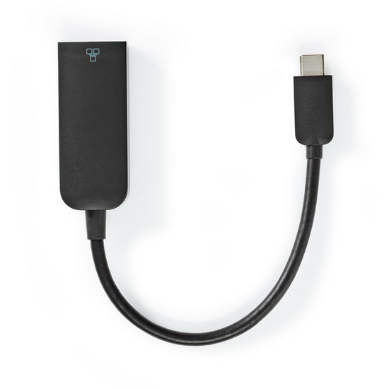 USB-netwerkadapter USB 3.2 Gen 1 1000 Mbps USB-C Male RJ45 Female 0.20 m Rond Vernikkeld Vertind-Koper Zwart Envelop