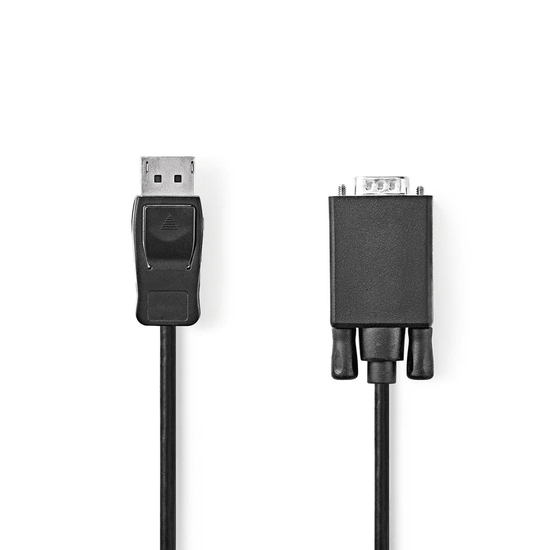 VGA-Kabel DisplayPort Male VGA Male Vernikkeld Maximale resolutie: 1080p 1.00 m Rond PVC Zwart Envelop