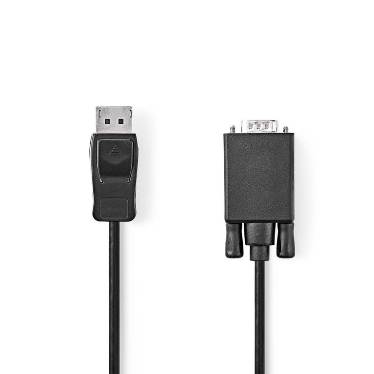 VGA-Kabel DisplayPort Male VGA Male Vernikkeld Maximale resolutie: 1080p 2.00 m Rond PVC Zwart Label